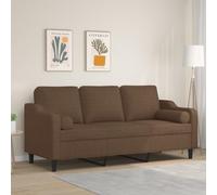 WHOPBXGAD Modern 3 Seater Sofa Brown Fabric 180 cm with Removable Cushions, Comfortable Living Room Furniture for Relaxing and TV Watching, Durable Metal Frame Structure