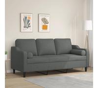 WHOPBXGAD Modern 3 Seater Sofa Dark Gray Fabric 180cm with Removable Cushions, Comfortable Living Room Furniture for Relaxing and TV Watching, Durable Metal Frame Structure