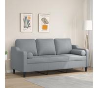 WHOPBXGAD Modern 3 Seater Sofa Light Gray Fabric 180 cm with Removable Cushions, Comfortable Living Room Furniture for Relaxing and TV Watching, Durable Metal Frame Structure