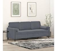 WHOPBXGAD Modern 3 Seater Velvet Sofa 180cm Dark Gray with Removable Cushions, Sturdy Metal Frame for Living Room, Lounge, Comfortable Seating Experience, Maximum Load 110kg per Seat