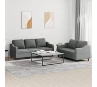 WHOPBXGAD Modern 5-Piece Sectional Sofa Set Dark Gray Fabric with Cushions, 2+3 Seater Living Room Furniture for Small Spaces, Comfortable Conversation Set with Durable Polyester Upholstery