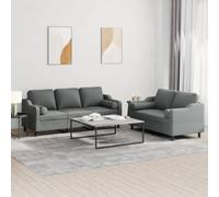 WHOPBXGAD Modern 5-Piece Sofa Set with Pillows, 2+3 Seater Dark Gray Fabric Living Room Furniture, Durable Frame and Comfortable Cushions for Lounge and TV Room