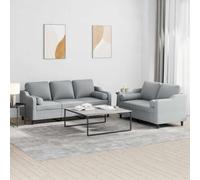 WHOPBXGAD Modern 5-Piece Sofa Set with Pillows Light Gray Fabric Living Room Furniture for Small Spaces Comfortable Seating 2+3 Seater Couch with Cylindrical Cushions