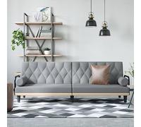 WHOPBXGAD Modern Convertible Sofa Bed with Adjustable Backrest, Light Gray Fabric Upholstery, Comfortable Armrests for Living Room and Guest Room, Includes 2 Decorative Pillows
