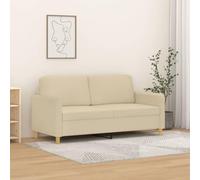 WHOPBXGAD Modern Cream Fabric 2 Seater Sofa 140cm with Thick Cushions, Durable Polyester Upholstery and Sturdy Metal Frame for Living Room Lounge Relaxation