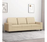 WHOPBXGAD Modern Cream Fabric 3 Seater Sofa 180cm with Thick Cushions, Durable Metal Frame for Living Room Lounge Relaxation, Comfortable Seating Experience