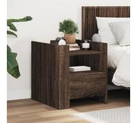 WHOPBXGAD Modern Night Stand with Drawer, Engineered Wood Oak Brown 45x50x50 cm, Sturdy Bedside Table for Bedroom & Living Room, Easy to Clean & Assemble, MAX Load 50kg