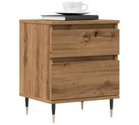 WHOPBXGAD Modern Night Stand with Storage Drawer & Shelf Engineered Wood Oak Finish 40x35x50 cm Bedside Table for Bedroom, Living Room - Sturdy Metal Legs, Easy to Clean, Wall Mountable