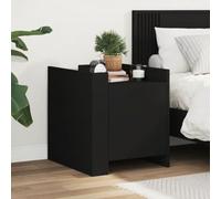 WHOPBXGAD Modern Nightstand Black 45x50x50 cm Engineered Wood Bedside Table with Storage Shelf, Sturdy & Stable Design for Bedroom Living Room, Easy to Clean & Assemble