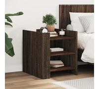 WHOPBXGAD Modern Nightstand Engineered Wood Brown Oak 45x50x50 cm with 2 Storage Compartments, Sturdy & Moisture-Resistant for Bedroom Living Room, Easy to Clean & Assemble