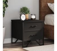WHOPBXGAD Modern Nightstand Set of 2, Engineered Wood Black Bedside Table with 2 Drawers, 40x41x40 cm, Sturdy Metal Legs for Bedroom Decor, Compact Storage for Books & Essentials