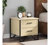 WHOPBXGAD Modern Nightstand Set of 2, Engineered Wood Oak Sonoma Bedside Table with 2 Drawers, 40x41x40 cm, Sturdy Metal Legs for Bedroom Decor, Storage Furniture