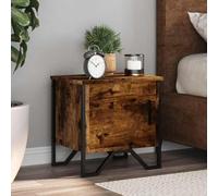 WHOPBXGAD Modern Nightstand Set of 2, Engineered Wood Smoke Oak Finish 40x30x40 cm with 2 Drawers, Metal Legs for Bedroom Storage, Sturdy Surface for Decor, Easy Assembly