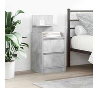 WHOPBXGAD Modern Nightstand with 2 Drawers Concrete Gray 38x34x80cm Engineered Wood Bedside Table for Bedroom Storage Sturdy Surface for Lamp Alarm Clock Books Home Decor
