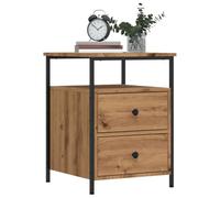 WHOPBXGAD Modern Nightstand with 2 Drawers, Engineered Wood Oak Finish, Bedside Table for Bedroom, Sturdy Metal Legs, 44x45x60 cm, Easy Assembly, Classic Design for Home Decor