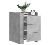 WHOPBXGAD Modern Nightstand with 3 Drawers, Engineered Wood Bedside Table in Concrete Gray, Sturdy & Spacious Storage for Bedroom or Living Room, 45x50x65 cm, Easy to Clean & Assemble