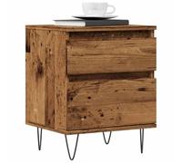 WHOPBXGAD Modern Nightstand with Drawer & Door Storage Engineered Wood Aged Finish 40x35x50 cm Sturdy Metal Legs for Bedroom, Living Room Easy to Clean & Assemble