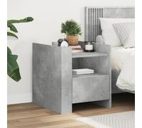 WHOPBXGAD Modern Nightstand with Drawer, Engineered Wood Bedside Table in Concrete Gray 45x50x50 cm, Sturdy Storage Cabinet for Bedroom & Living Room, Easy to Clean & Assemble, Holds 50kg
