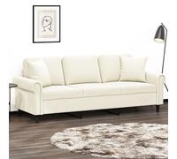 WHOPBXGAD Modern Velvet 3 Seater Sofa Cream Color 180 cm Wide with Soft Cushions for Living Room Lounge Comfortable Seating Furniture Home Decor