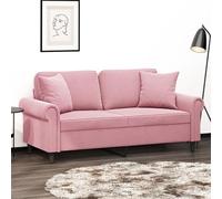 WHOPBXGAD Modern Velvet Pink 2 Seater Sofa 140cm with Cushions, Comfortable Living Room Furniture for Relaxing, Watching TV, and Chatting with Sturdy Metal Frame Structure