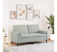 WHOPBXGAD Modern Velvet Sofa 2 Seater 140cm Light Gray with Cushions, Comfortable Living Room Furniture for Relaxing, Reading and TV Watching, Sturdy Metal Frame Design