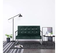 WHOPBXGAD Modern Velvet Sofa 2 Seater with Chrome Legs, Dark Green Fabric Upholstery for Living Room, Lounge Furniture with Soft Foam Cushions, Easy Assembly Two Seater Sofa Bed