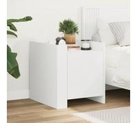 WHOPBXGAD Modern White Engineered Wood Nightstand 45x50x50 cm with Storage Shelf, Sturdy Bedside Table for Bedroom & Living Room, Easy to Clean & Assemble, MAX Load 60kg