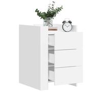 WHOPBXGAD Modern White Engineered Wood Nightstand 45x50x65 cm with 3 Drawers, Sturdy Bedside Table for Bedroom & Living Room, Easy to Clean & Assemble, MAX Load 50kg