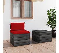 WHOPBXGAD Muebles de jardín de palets 2 Piezas Cojines Madera Maciza pinoconjunto Mesa y sillas Jardin Muebles Jardin Exterior Mesa y sillas terraza sillas terraza exteriorDiseñado para JARDÍN