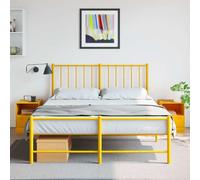 WHOPBXGAD Mustard Yellow Nightstand Set of 2, Cold Rolled Steel Bedside Table with Drawer and Shelf, 34.5x39x44cm Modern Bedroom Furniture for Storage Organization