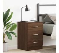 WHOPBXGAD Nightstand with 3 Drawers, Oak Brown Plywood Bedside Table 38x35x56 cm, Modern Bedroom Furniture, Sturdy and Spacious Storage for Living Room or Bedroom