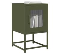 WHOPBXGAD Olive Green Steel Nightstand with Storage 36x39x60.5 cm, Cold Rolled Laminated Metal Bedside Table for Bedroom & Living Room, Durable & Stable with Handles and Wall Mounting Kit