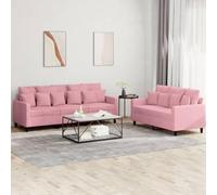 WHOPBXGAD Pink Velvet 5-Piece Sectional Sofa Set with Cushions, 2+3 Seater Living Room Furniture for Small Spaces, Soft Fabric Upholstery with Sturdy Metal Frame, Modern Lounge Conversation Set