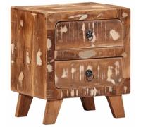 WHOPBXGAD Recycled Solid Wood Nightstand 40x32x46 cm with Storage Shelf, Unique Vintage Bedside Table for Bedroom Decor, Rustic Teak Mango Pine Wood Night Stand with Sturdy Legs