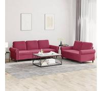 WHOPBXGAD Red Velvet 2+3 Seater Sofa Set with Cushions, Luxury Modern Living Room Furniture, Soft Velvet Fabric, Sturdy Wood Metal Frame, Comfortable Seating for Home Decor