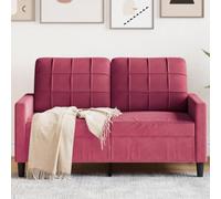 WHOPBXGAD Red Velvet 2 Seater Sofa 120cm Wide, Modern Small Space Loveseat with Metal Frame for Living Room, Bedroom, Soft Fabric Upholstery Comfortable Seating