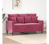 WHOPBXGAD Red Velvet 2 Seater Sofa 120cm Wine Color Modern Living Room Furniture with Soft Fabric and Sturdy Metal Frame for Home Decor Lounge Relaxation