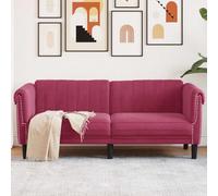 WHOPBXGAD Red Velvet 2 Seater Sofa with Soft Fabric, Comfortable Cushioned Seat and Sturdy Wood Legs for Living Room, Lounge and TV Watching Space