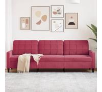 WHOPBXGAD Red Velvet 3 Seater Sofa 210cm Modern Living Room Furniture with Soft Fabric, Sturdy Metal Frame for Comfortable Relaxation, TV Watching and Home Decor