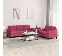 WHOPBXGAD Red Velvet 5-Piece Sofa Set with Pillows, 2+3 Seater Sectional Couch for Living Room, Soft Fabric Upholstery with Sturdy Wood Frame, Comfortable Lounge Furniture for Home Decor
