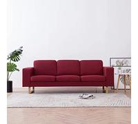 WHOPBXGAD Red Wine Color 3 Seater Fabric Sofa for Living Room and Office, Soft Removable Cushions, Wood Frame Structure with Iron Legs, Comfortable Modern Furniture 200x82x75cm