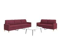 WHOPBXGAD Red Wine Fabric 2-Piece Sofa Set with Soft Polyester Material, Sturdy Metal Frame, Thick Cushioning for Living Room, Lounge, Perfect for Relaxing, Reading, TV Watching, Home Decor Furniture