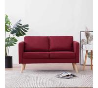 WHOPBXGAD Red Wine Fabric 2-Seater Sofa with Removable Cushions, Modern Living Room Furniture for Home Office Decor, Comfortable Soft Polyester Couch with Wood Frame, 116x70x73cm