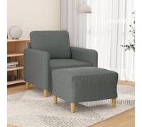 WHOPBXGAD Sillón con Taburete Gris Oscuro 60 cm Ancho - Sofá Individual Moderno con Reposapiés, Tela Transpirable y Duradera, Estructura Robusta de Madera Metal, Ideal para Sala de Estar y Dormitorio