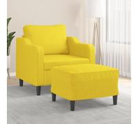WHOPBXGAD Sillón con Taburete Tela Amarillo Claro 60 cm - Sofá Acogedor para Sala de Estar, Diseño Moderno con Estructura Robusta y Asiento Cómodo, Ideal para Relajarse y Ver Televisión