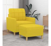 WHOPBXGAD Sillón con Taburete Tela Amarillo Claro 60 cm - Sofá Individual Moderno con Reposapiés, Estructura Robusta de Madera y Metal, Cómodo Asiento Acolchado para Sala de Estar y Dormitorio