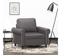 WHOPBXGAD Sillón Cuero sintético Gris 60 cm, sofá Individual Moderno para Sala de Estar, cómodo Asiento Acolchado con Estructura metálica Robusta, Resistente a Manchas, Leer y Relajarse