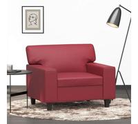 WHOPBXGAD Sillón Cuero sintético Rojo Tinto 60 cm, sofá Individual Moderno para Sala de Estar, Resistente al Desgaste, fácil Limpieza, Estructura metálica Estable, máximo Soporte 110 kg