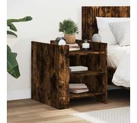 WHOPBXGAD Smoked Oak Engineered Wood Nightstand 45x50x50 cm with 2 Storage Compartments, Sturdy & Moisture-Resistant Bedside Table for Bedroom or Living Room, Easy to Clean & Assemble