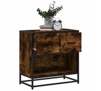 WHOPBXGAD Smoked Oak Nightstand 60x31x60 cm with 2 Drawers - Engineered Wood Metal Bedside Table for Bedroom, Living Room Sturdy, Spacious Storage & Easy to Clean